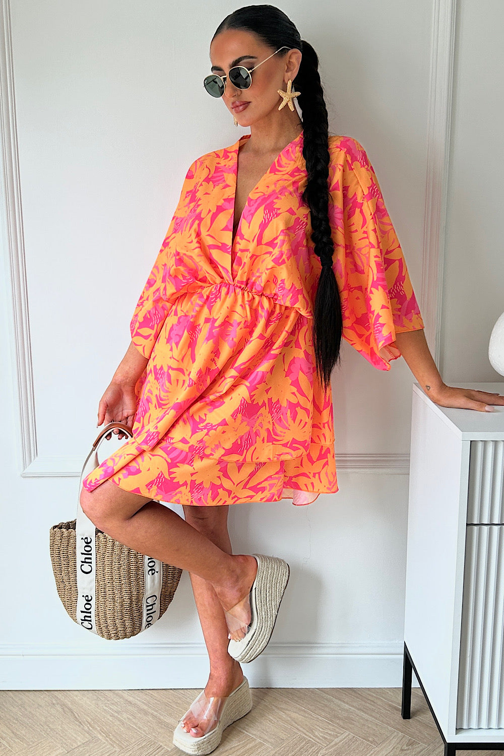 Lira | Orange & Pink Tropical Dress