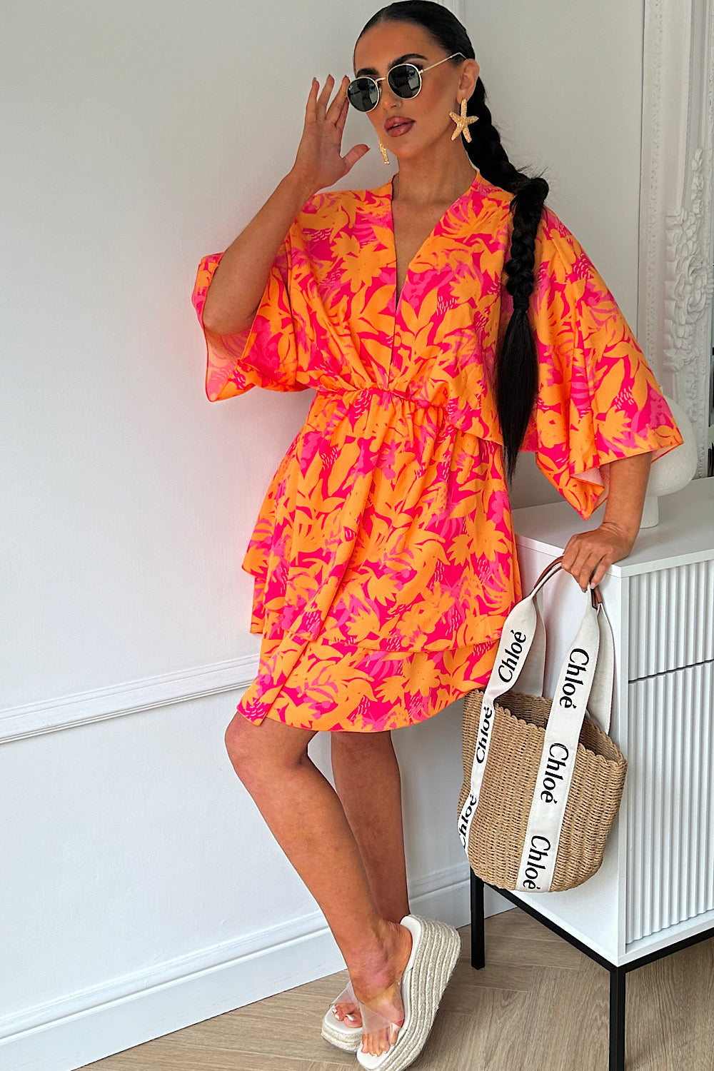 Lira | Orange & Pink Tropical Dress