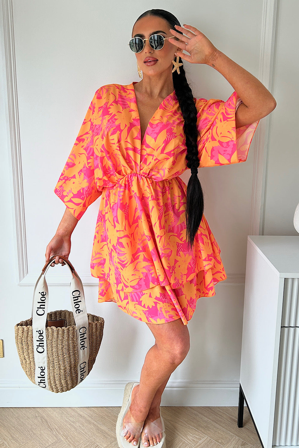 Lira | Orange & Pink Tropical Dress