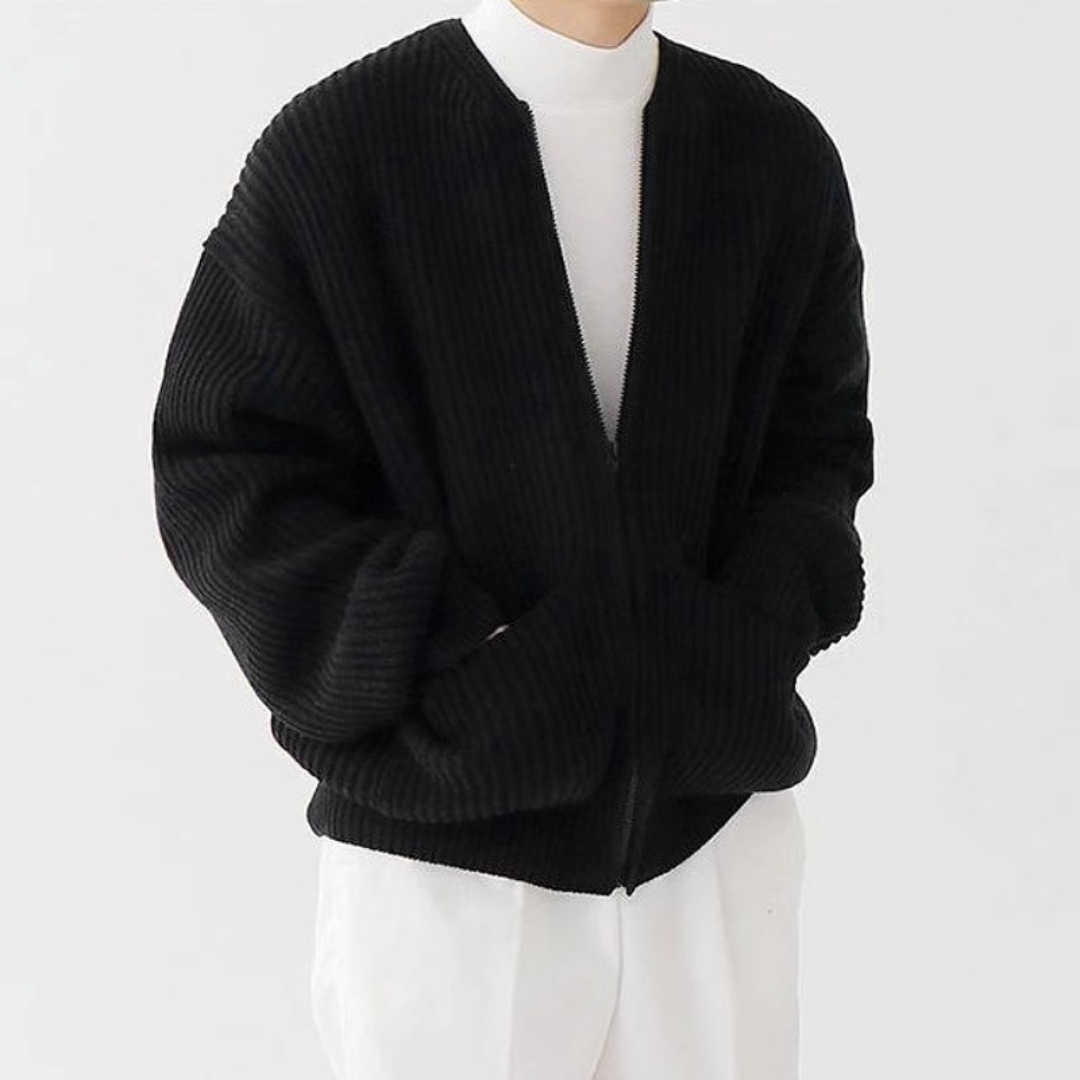 Alden | Elegant Cardigan With Ribbed Knit