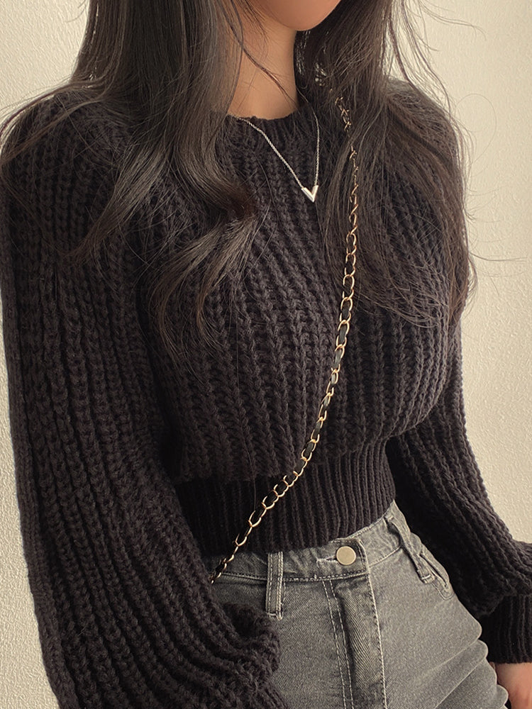 Farol | Cozy Lantern Sleeve Knit Sweater