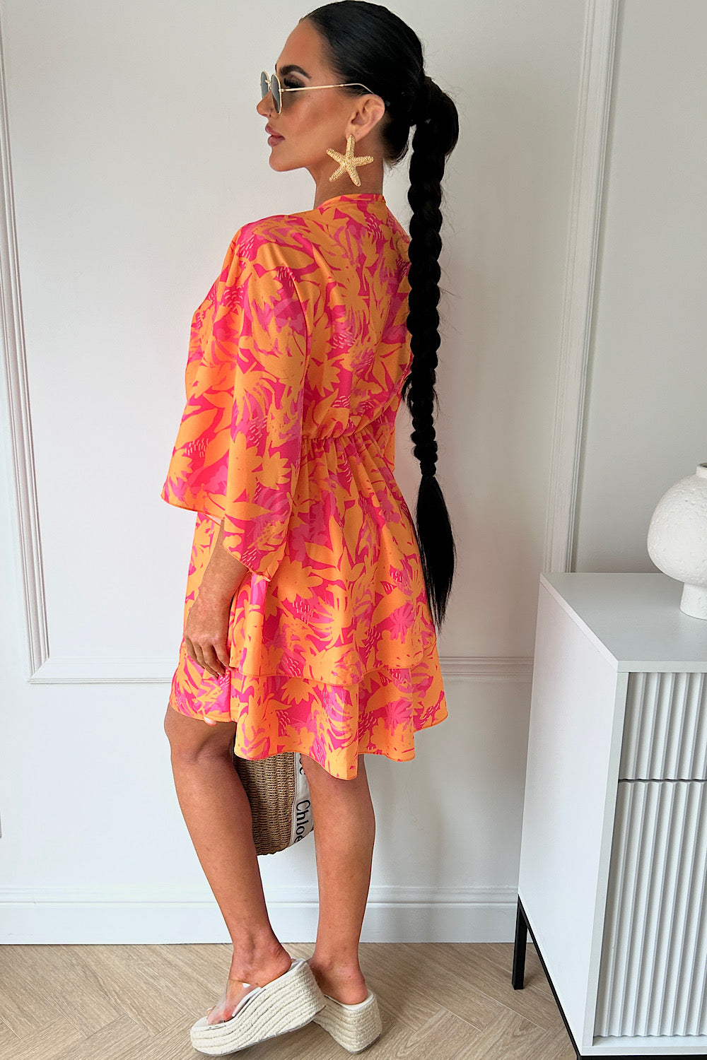 Lira | Orange & Pink Tropical Dress