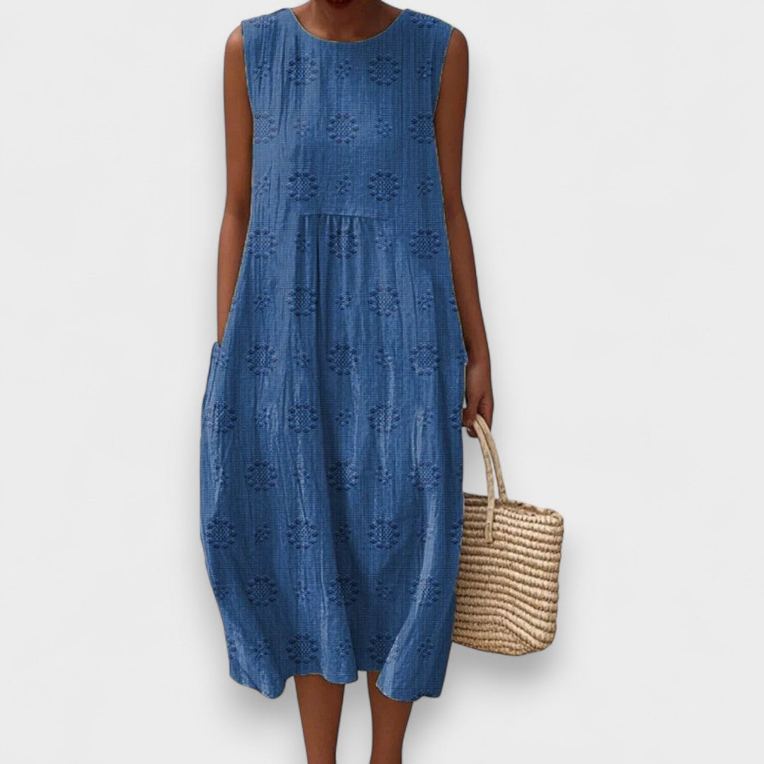 Nina - Elegant Sleeveless Cotton Dress With Pockets