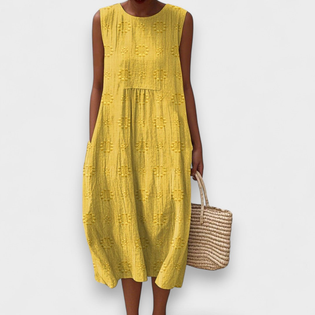 Nina - Elegant Sleeveless Cotton Dress With Pockets