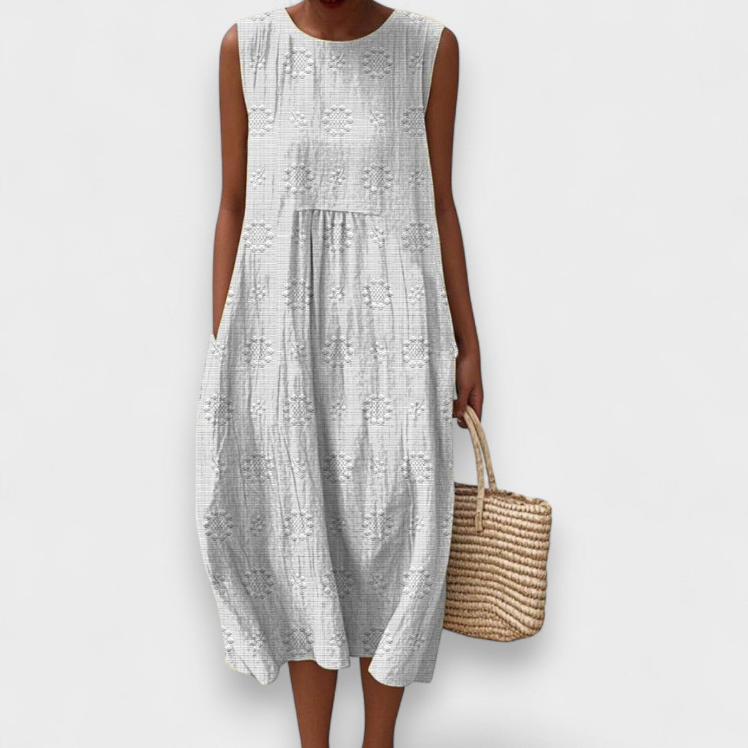 Nina - Elegant Sleeveless Cotton Dress With Pockets