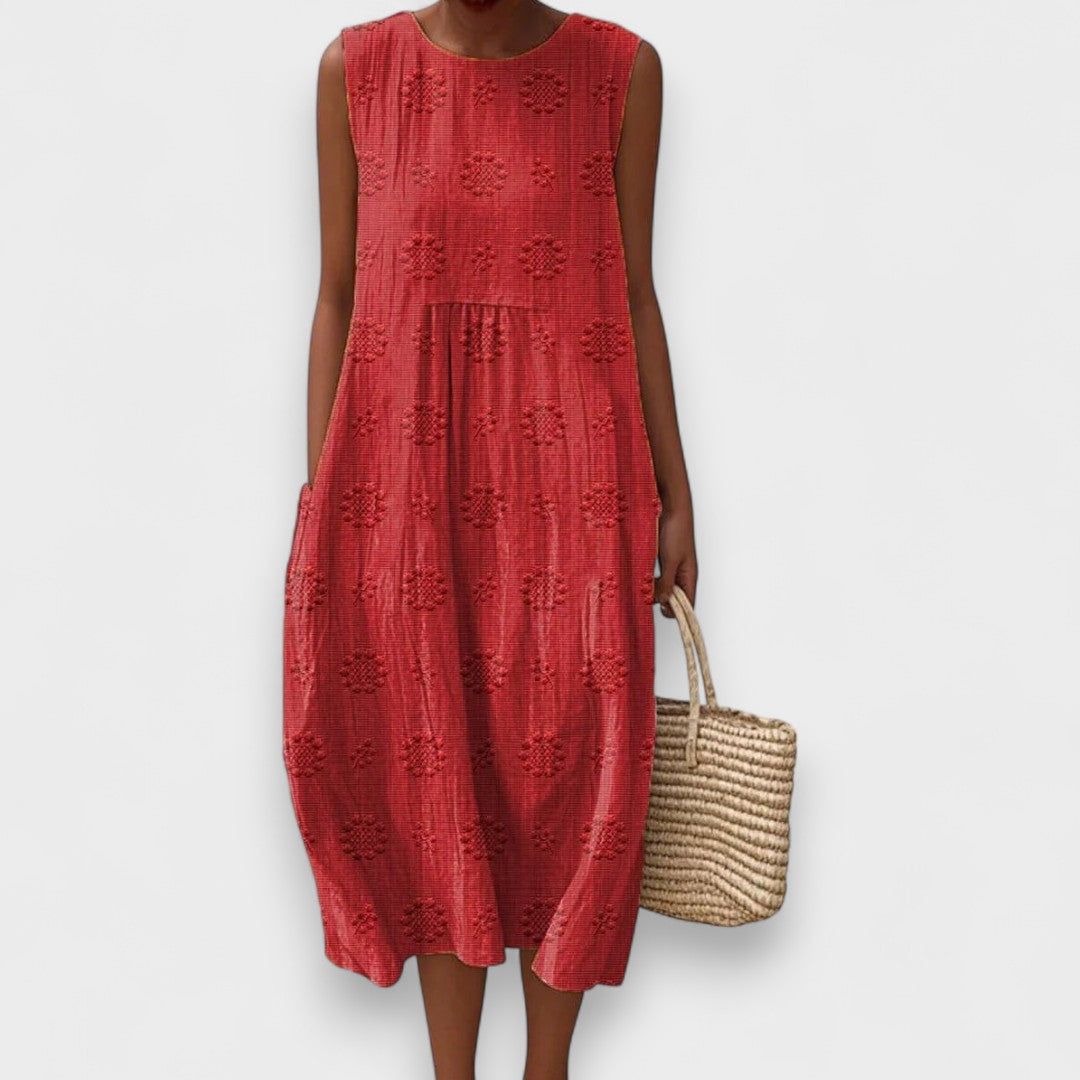 Nina - Elegant Sleeveless Cotton Dress With Pockets