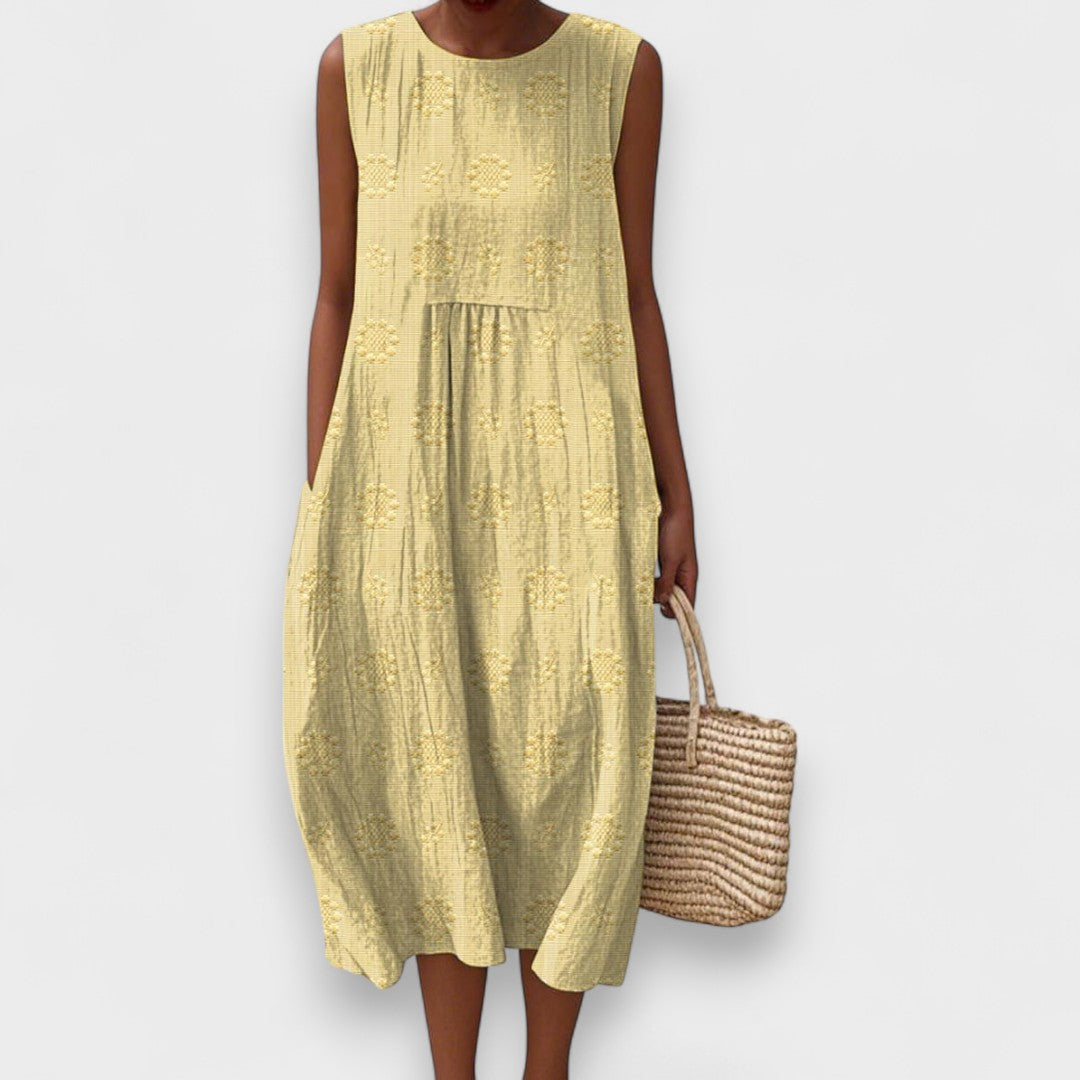 Nina - Elegant Sleeveless Cotton Dress With Pockets