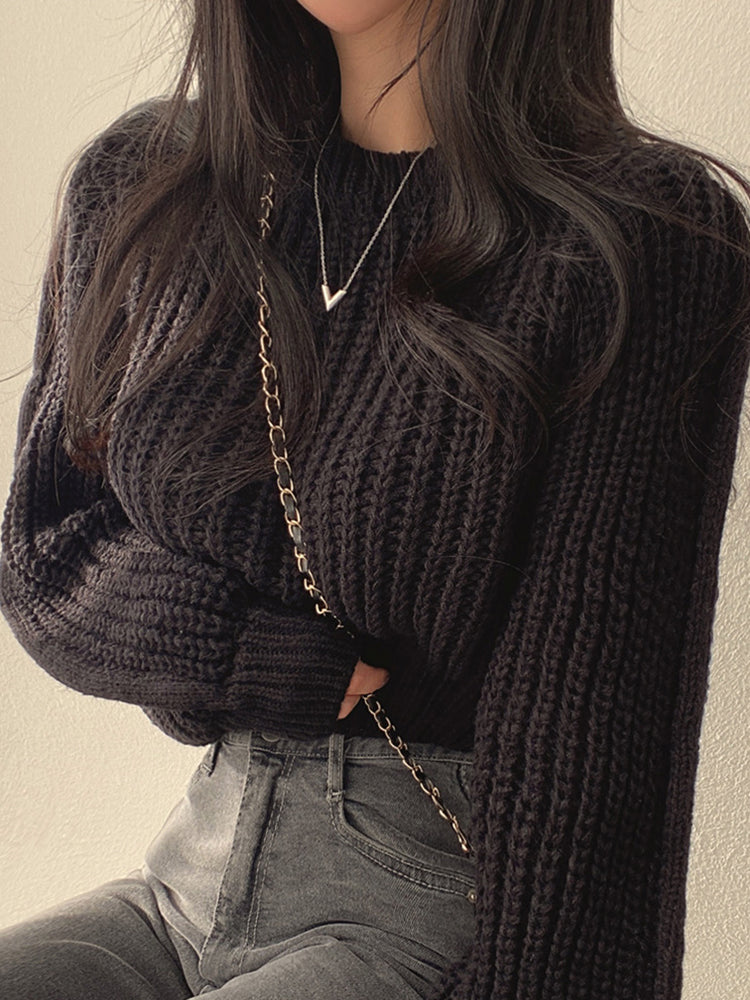 Farol | Cozy Lantern Sleeve Knit Sweater