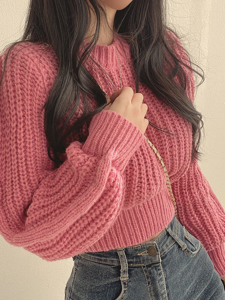 Farol | Cozy Lantern Sleeve Knit Sweater