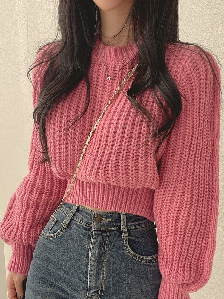 Farol | Cozy Lantern Sleeve Knit Sweater