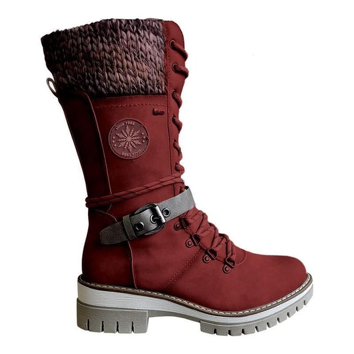 Women's Knitted Boots With Lace Fastening