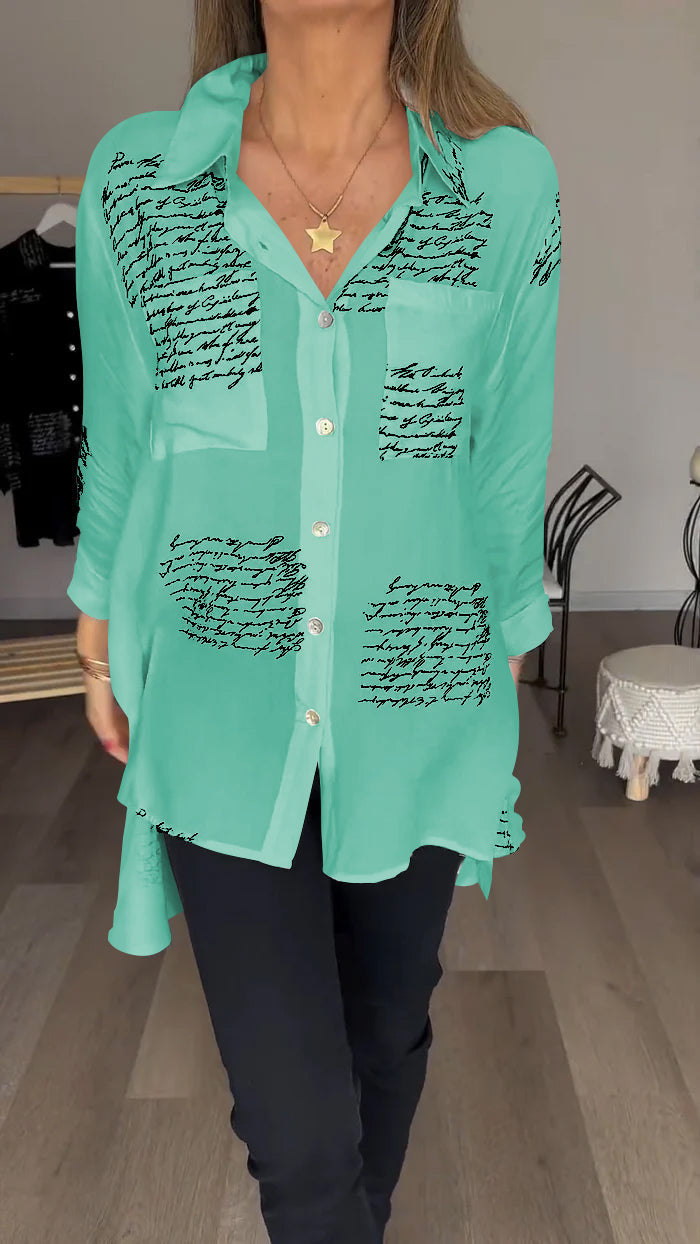 Sofia - Shirt With Letter Print And Lapel