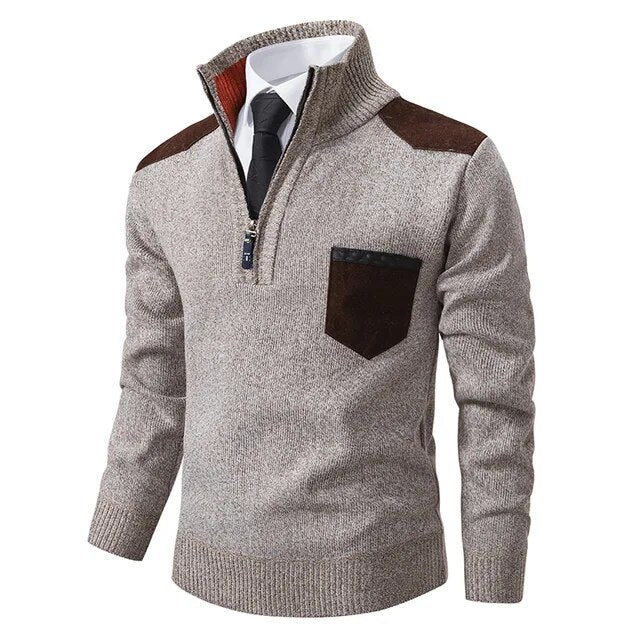 Retro Sweater With Zip and High Neck