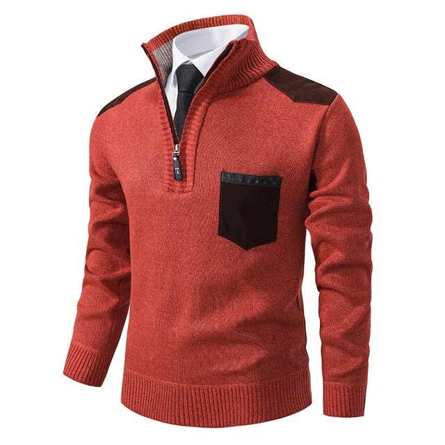 Retro Sweater With Zip and High Neck