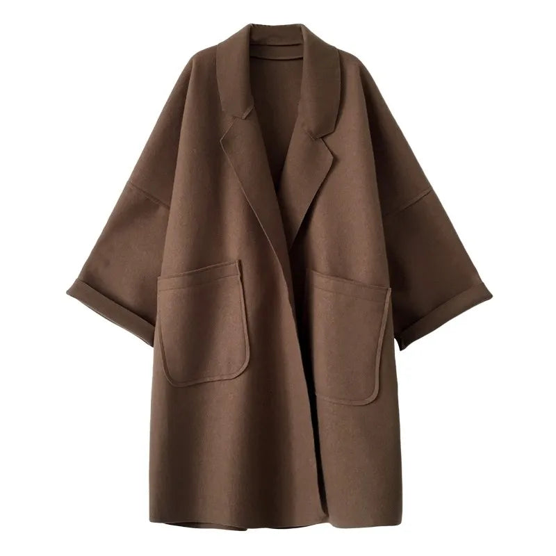 Elegant Oversized Woolen Trench Coat